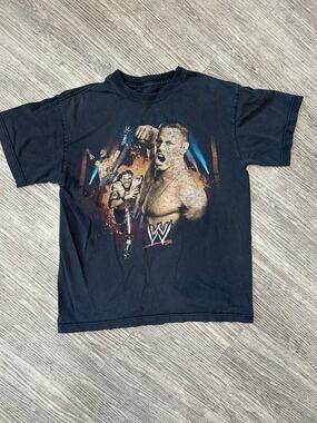 2010 WWE Graphic T Shirt Kids XL 18/20 John Cena Rey Mysterio Edge Black Tee